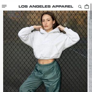 LA Apparel HEAVY FLEECE CROPPED HOODIE